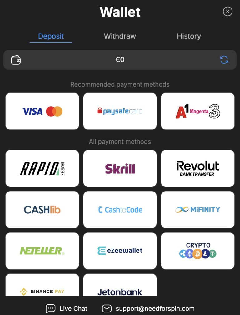 Offizielle Need for Spin Casino-Website | Bonus bis zu 1.500 € + 250 FS